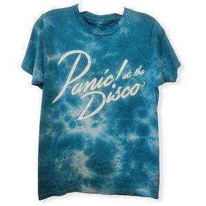 Panic! At The Disco Womens Shirt Small Blue Tie Dye Indie Rock Band P!ATD